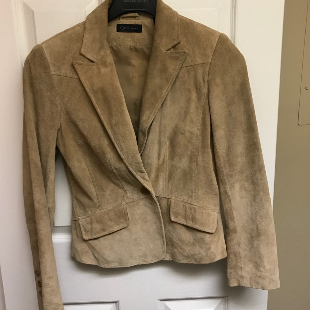 Real Suede Tan, Curve Flattering Blazer