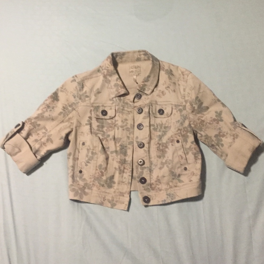 Floral faded jean jacket