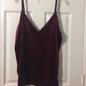 burgundy velvet flowy tank top