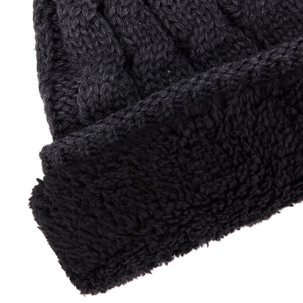 ‘Nora’ Dark Gray Cable Knit Pom Pom Hat - Picture 4 of 4
