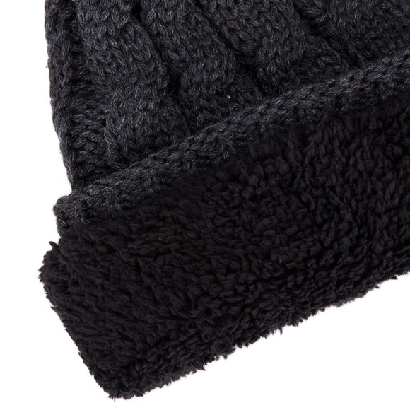 ‘Nora’ Dark Gray Cable Knit Pom Pom Hat - Picture 4 of 4