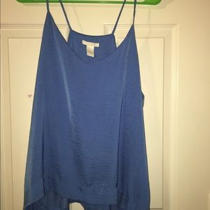 flowy satin blue blouse