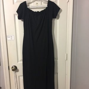 fitted maxi dress off the shoulder