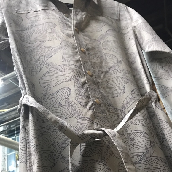 NWOT APC 100% Silk Rock&Leaf Print Shirt Dress - Picture 4 of 5