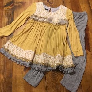 Isobella and Chloe Gold/Gray/Ivory Lace Outfit