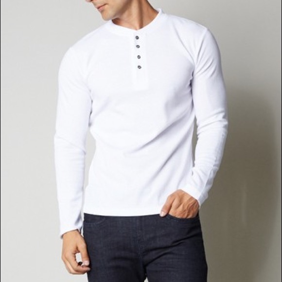 Men’s White Thermal Henley - Picture 3 of 4