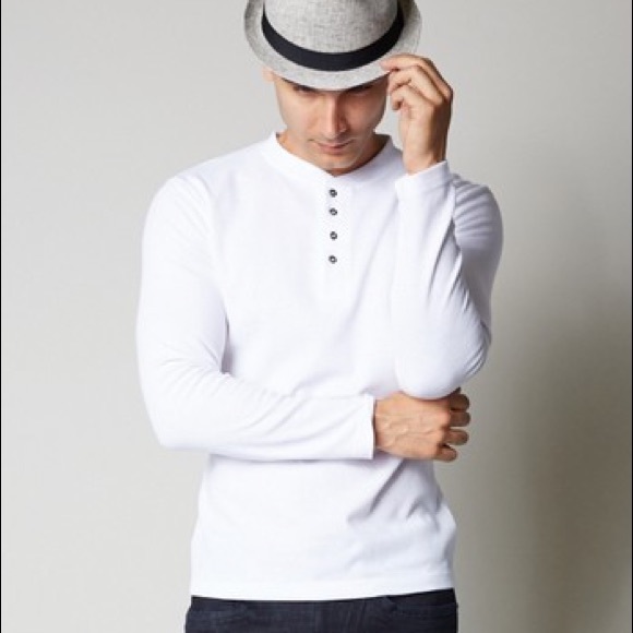 Men’s White Thermal Henley - Picture 2 of 4