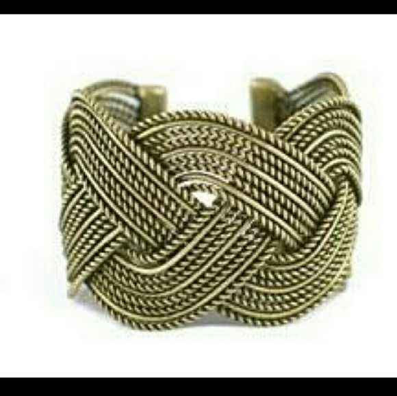 NWT Antique Brass Braided Cuff Bracelet Cookie Lee - Picture 2 of 4