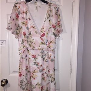 baby pink floral wrap dress plus size