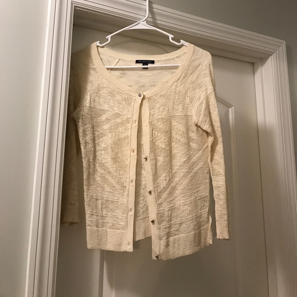 American Eagle cream button up sweater