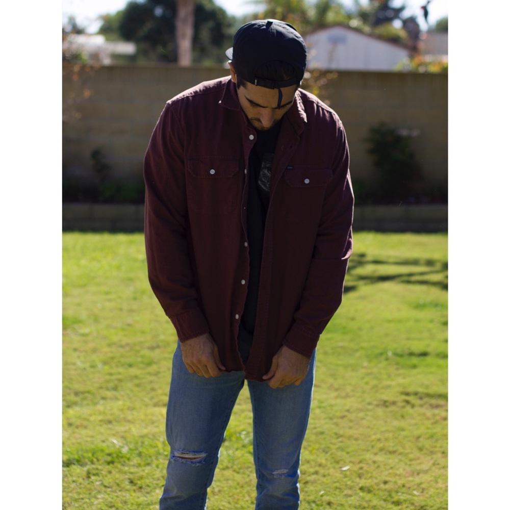Obey Casual Maroon Button Down
