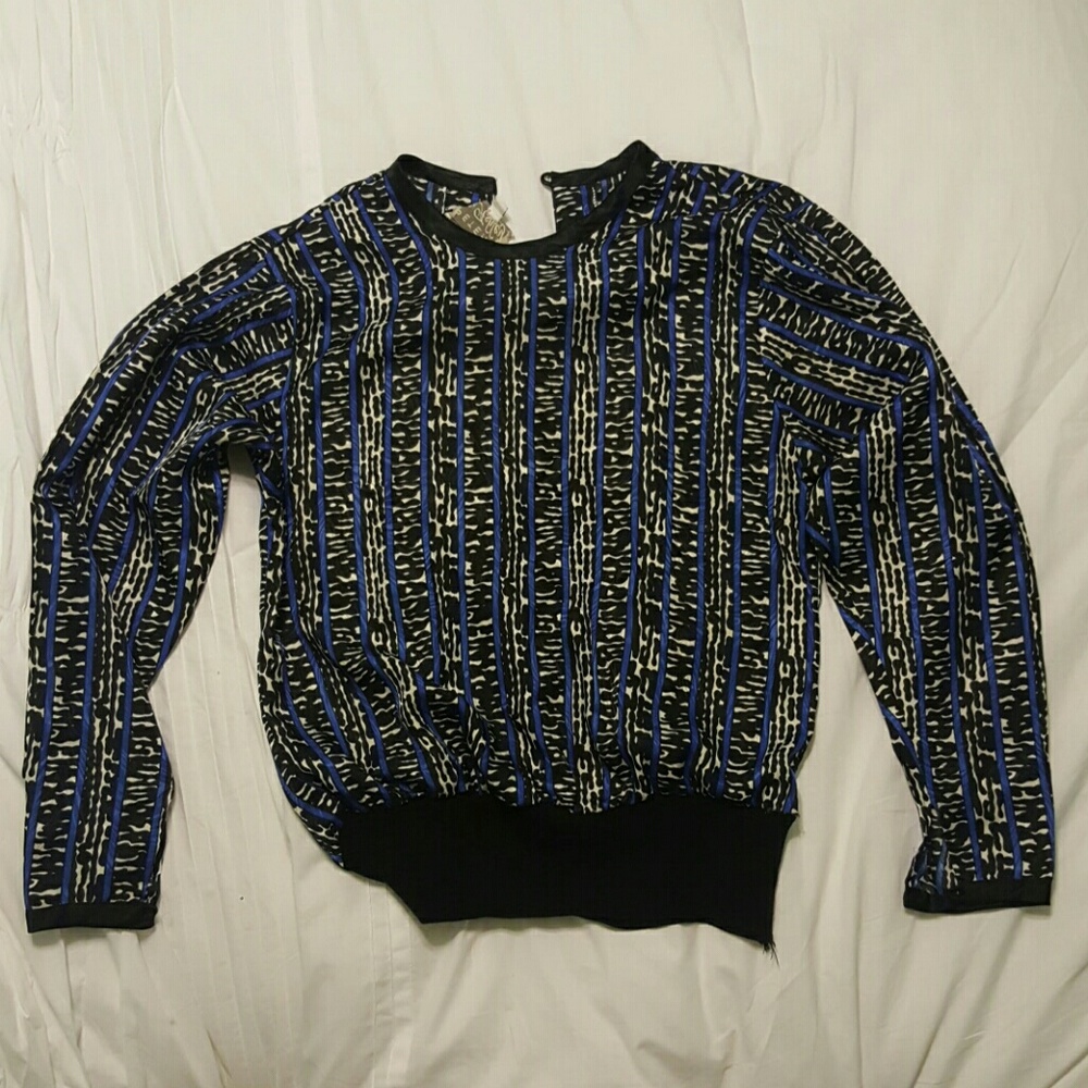 Vintage silk-like print blouse