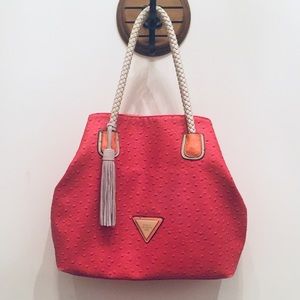 Guess Ostrich Embossed Faux Leather Handbag Purse