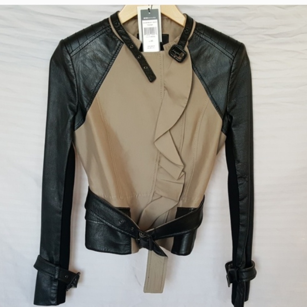 NWT BCBG Black Leather Moto Jacket