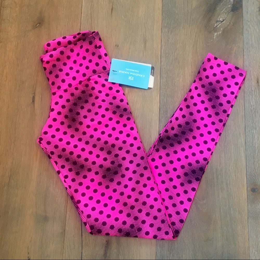 🖤🩷Pink & Black Polka Dot Leggings✨🧘🏽‍♀️ YOGA