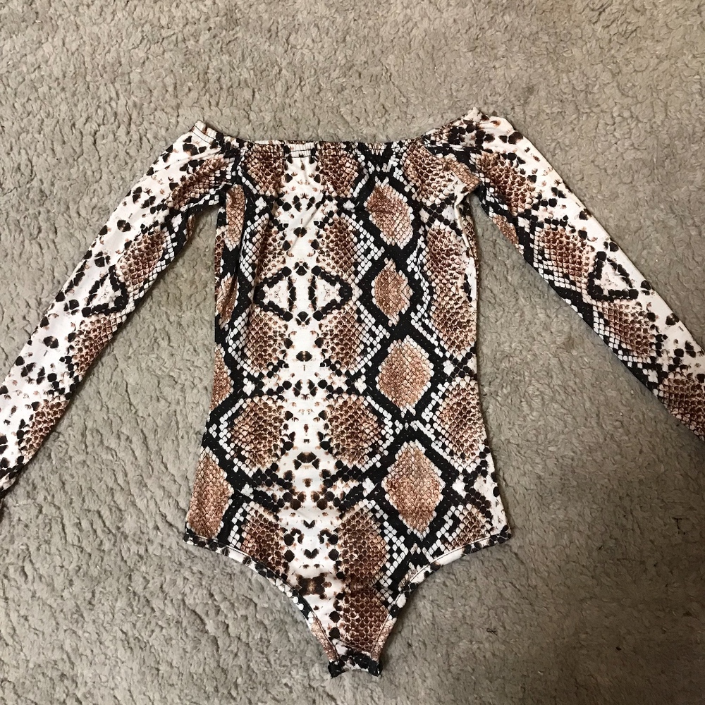 Long Sleeve Snakeskin Bodysuit NWOT
