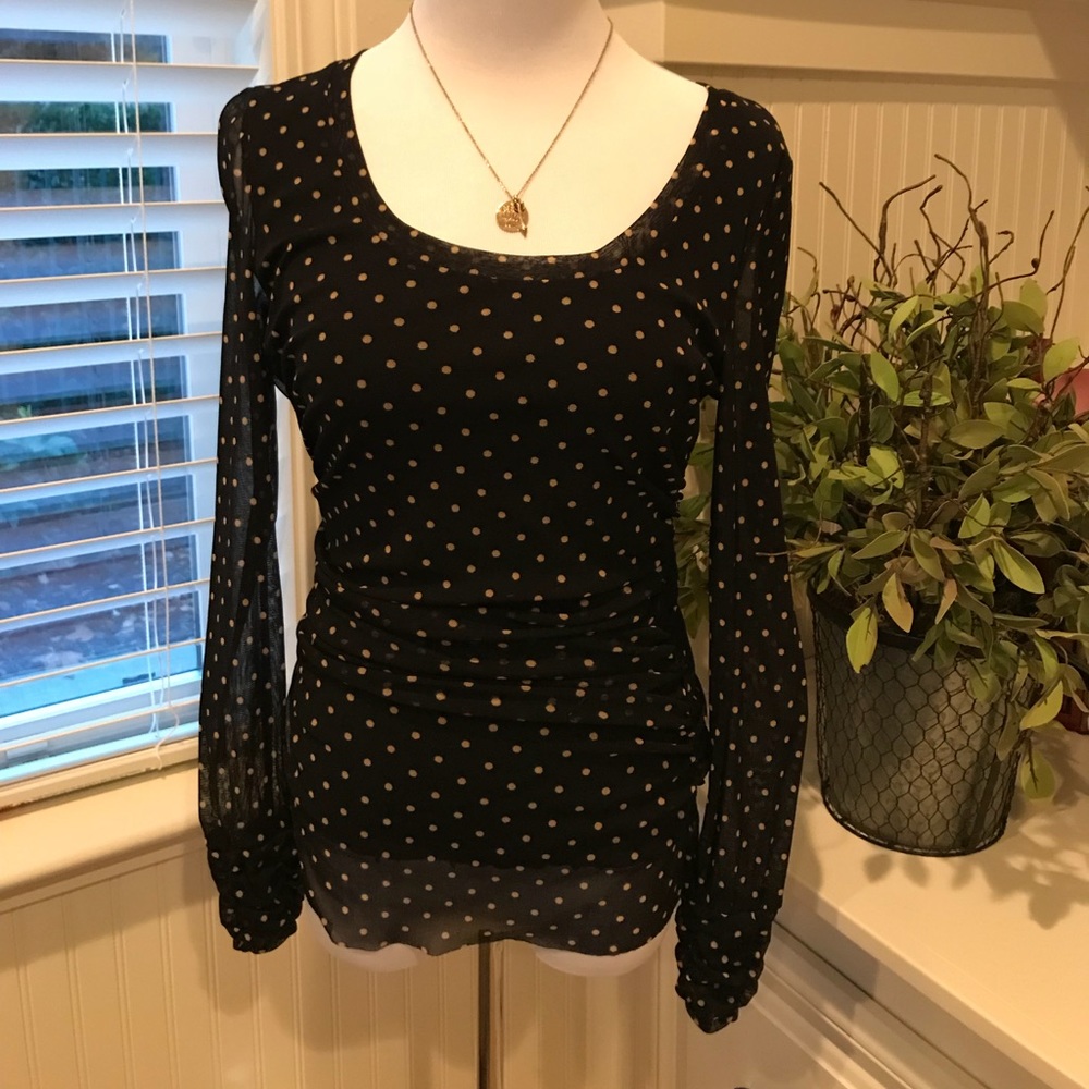 INC Black With Gold Polka Dots