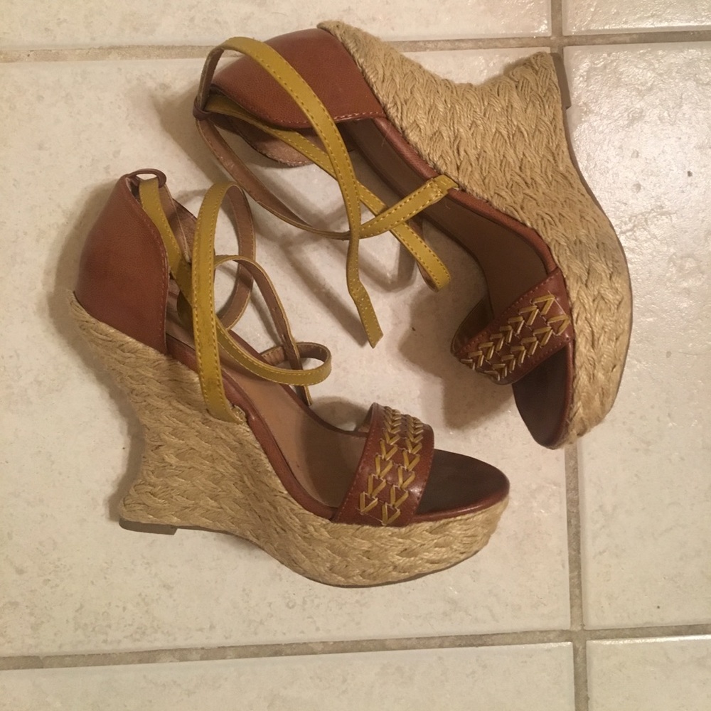 Never worn cutout wedge sandals