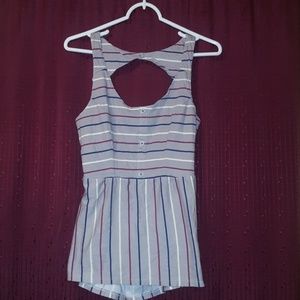 Open back striped tank top