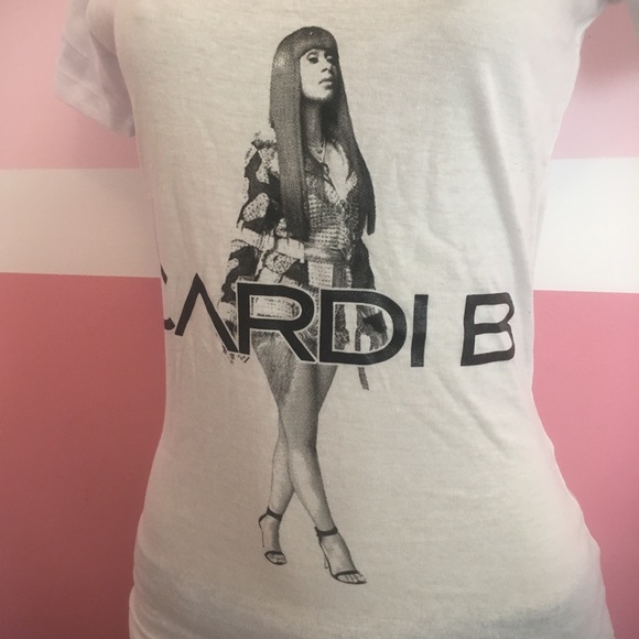 Women Cardi B Silhouette White T-Shirt - Picture 5 of 5