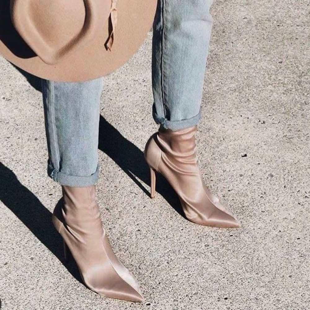 Tony Bianco Davis Boots. Ankle Sock Boots Baige