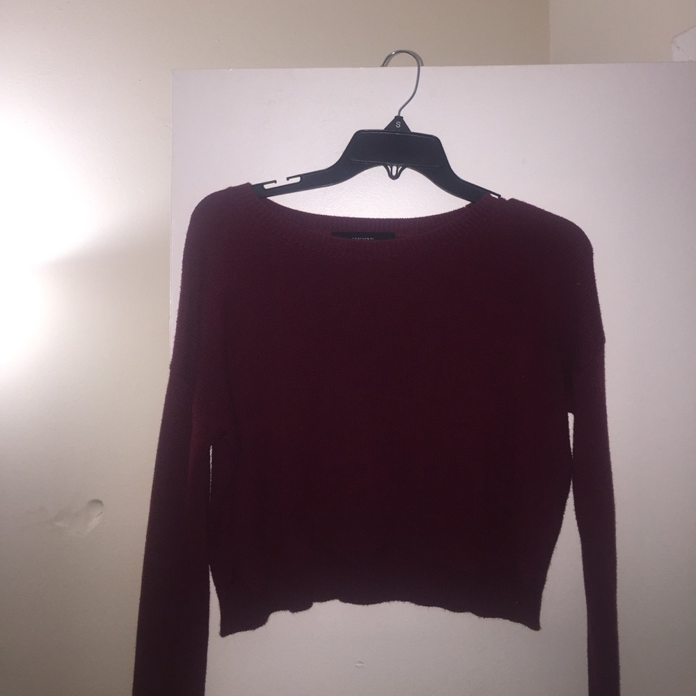 Burgundy Forever 21 Crop Top Sweater