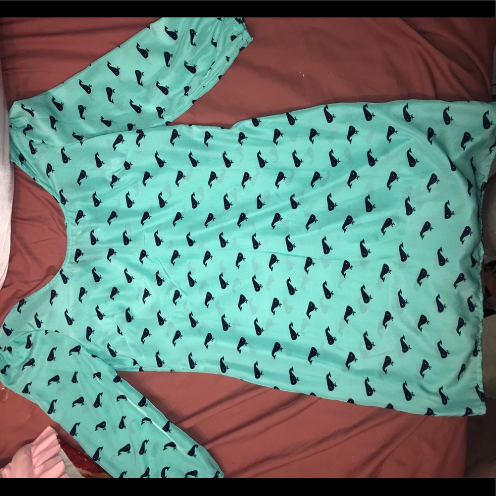 Blue dress whale print