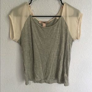 Grey Forever21 Shirt with Sheer Sleeves