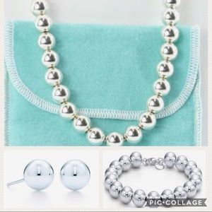 8mm Sterling Silver,Bracelet,earrings and necklace