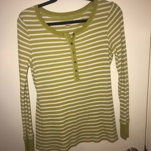 Green Thermal Long-sleeve Shirt with stripes
