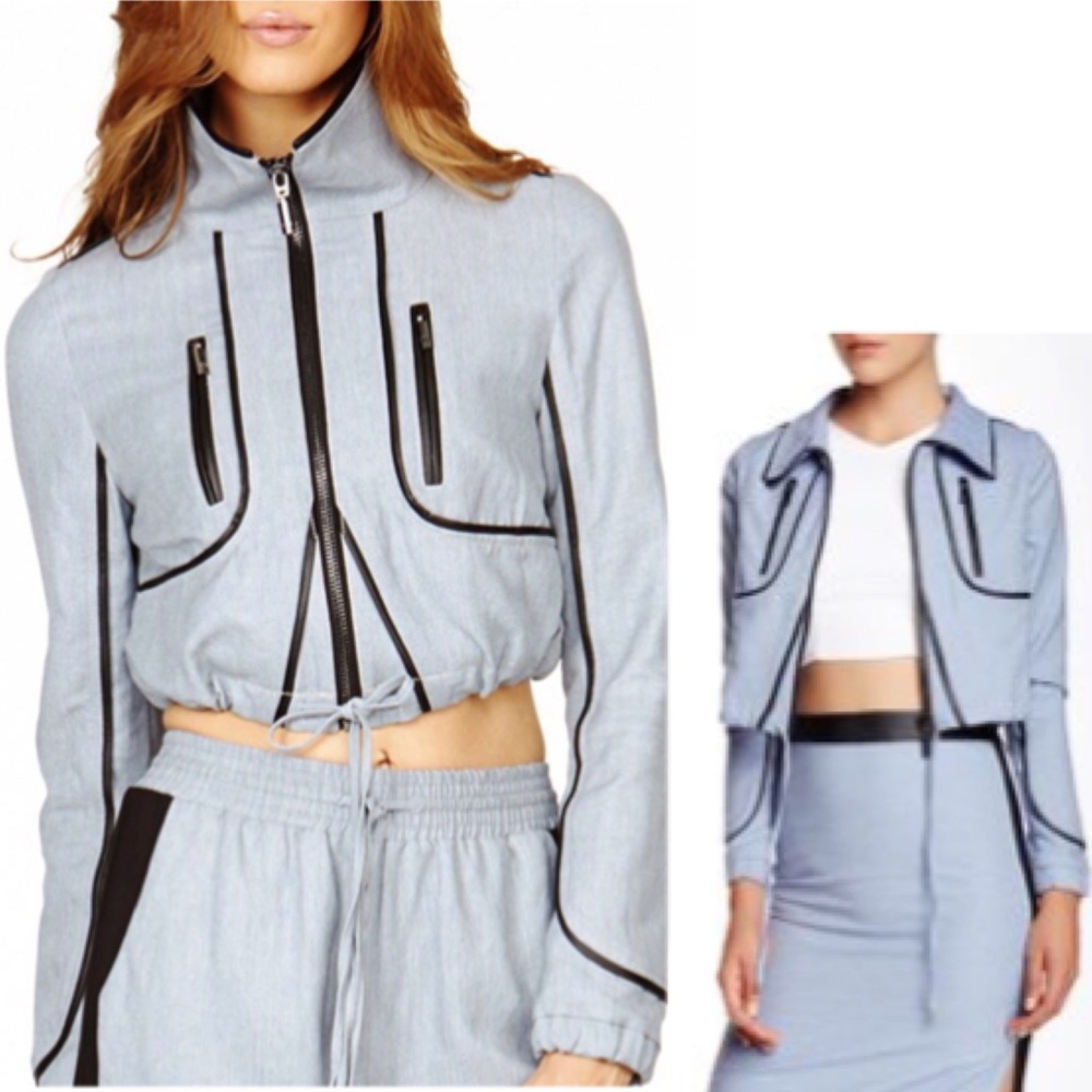 Stella & Jaime cropped leather trim jacket - Picture 7 of 7