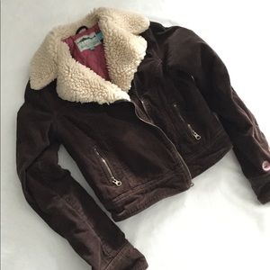 Hollister jacket with fur collar