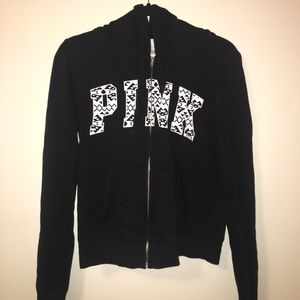 PINK Black zip-up Hoodie