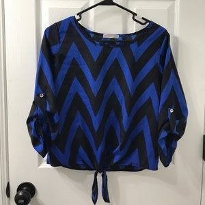 Blue and black blouse