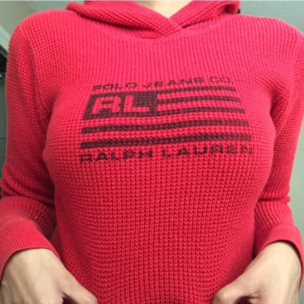 Red thermal sweatshirt with hoodie ( snug fit )