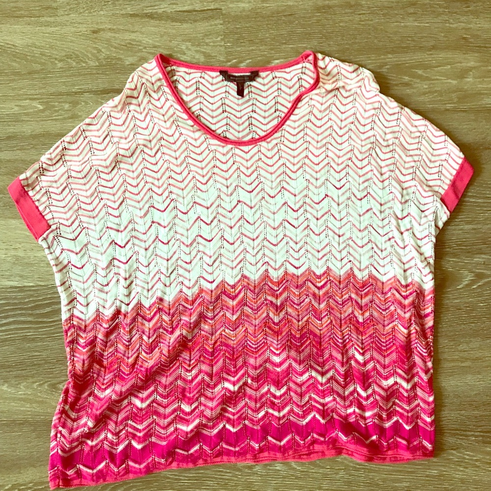 BCBGMaxazria Pink Crochet Cover Up Shirt OS