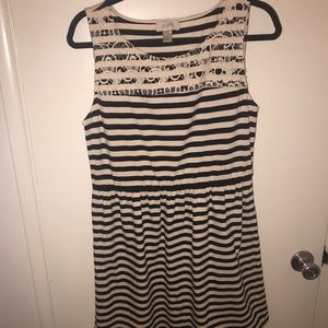 Ann Taylor Loft black and white striped dress