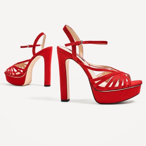 Zara Shoes - Zara retro red swede heels