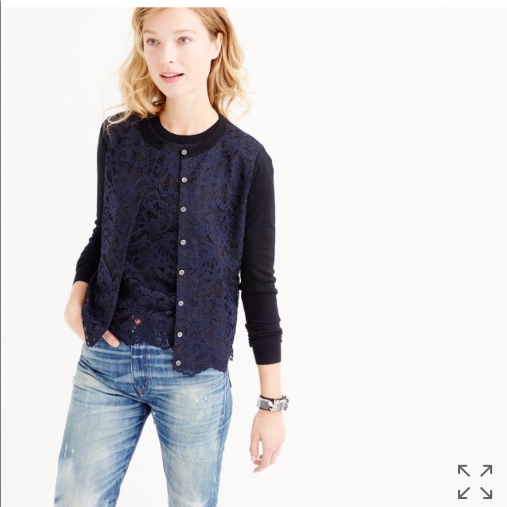 NWOT J.crew lace panel cardigan