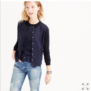 NWOT J.crew lace panel cardigan