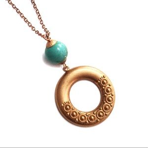 👀 Turquoise and Vintage Copper Art Deco Medallion