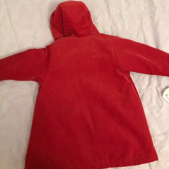 Red hooded corduroyed jacket with embroidery! - Picture 6 of 7