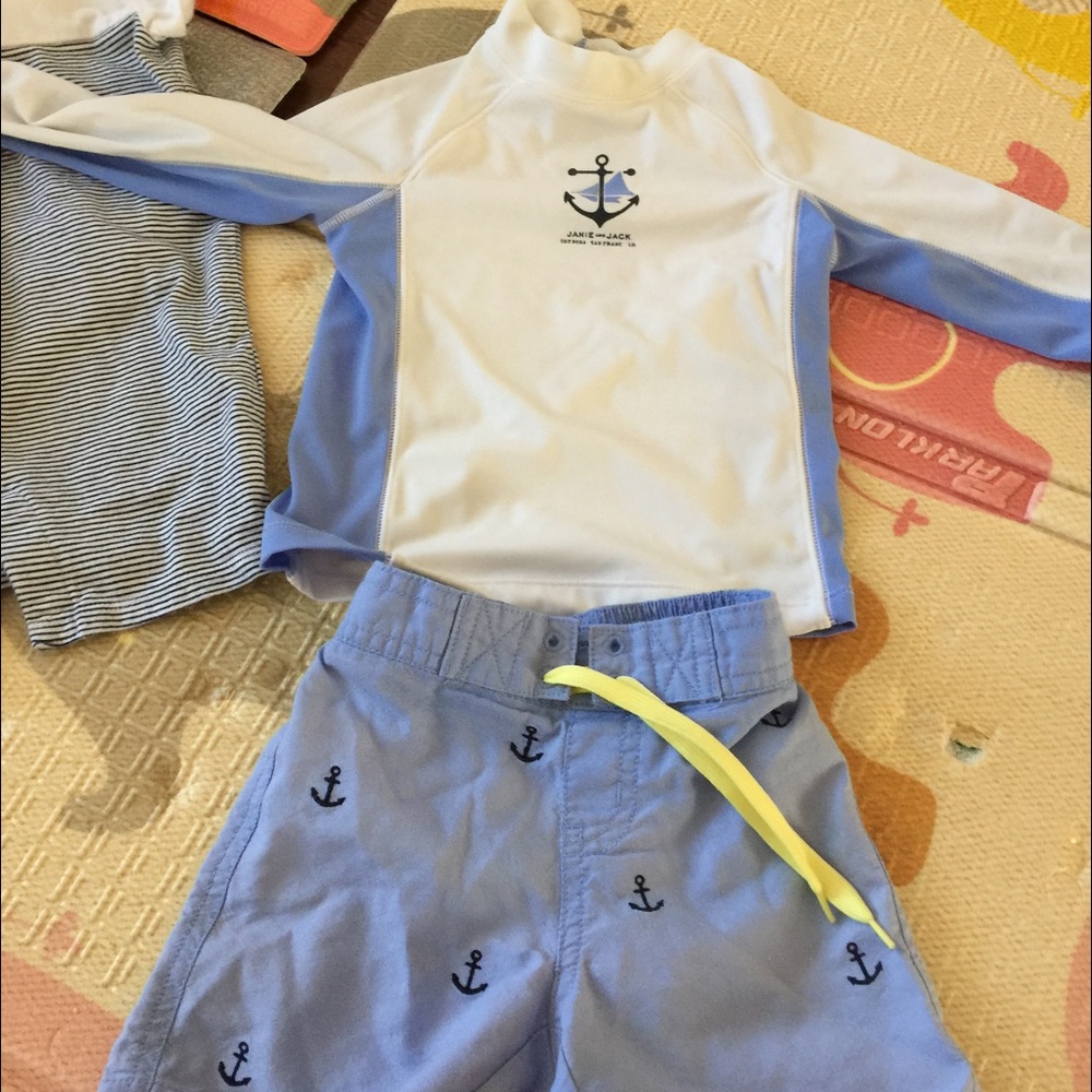 janie and jack boys swim rushguard/trunks9-12m