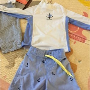 janie and jack boys swim rushguard/trunks9-12m