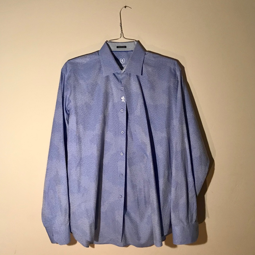 Men’s Patterned Blue Dress Shirt