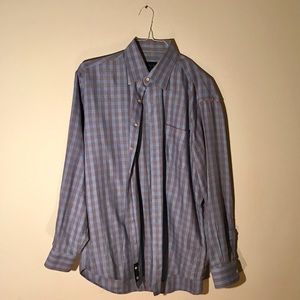 Men’s Patterned Blue/Brown Dress Shirt