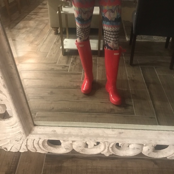 Hunter rain boots bright coral sz 8 brand new - Picture 2 of 4