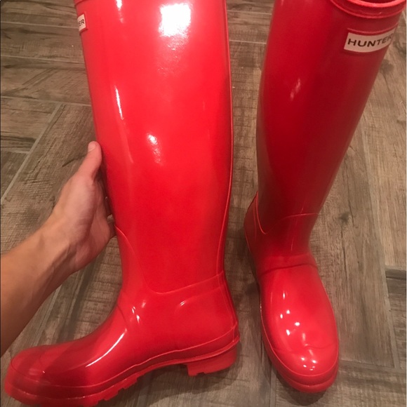 Hunter rain boots bright coral sz 8 brand new - Picture 4 of 4