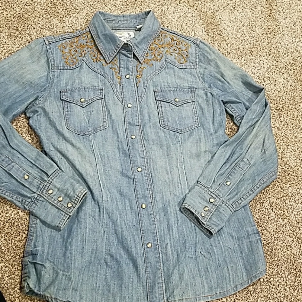 Panhandle Slim Denim Chambray Pearl Snap