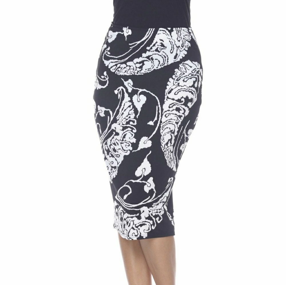 White and black leaves design skirt.
